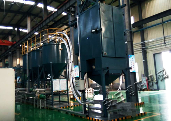 顏料噸袋拆包機(jī)搭配管鏈輸送機(jī)，解決揚(yáng)塵問題